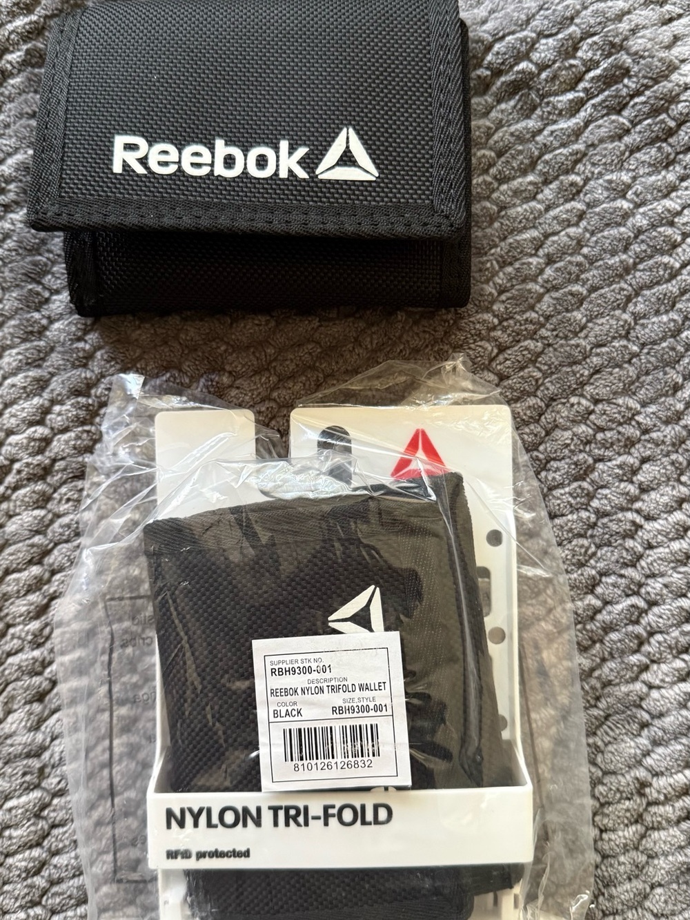 Reebok Black Nylon Tri-Fold Wallet